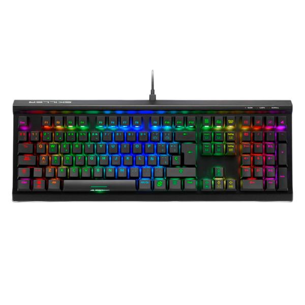 TECLADO GAMING RGB SHARKOON SKILLER SGK60 mecánico alámbrico USB  inglés SWITCH BLANCO 4044951030095