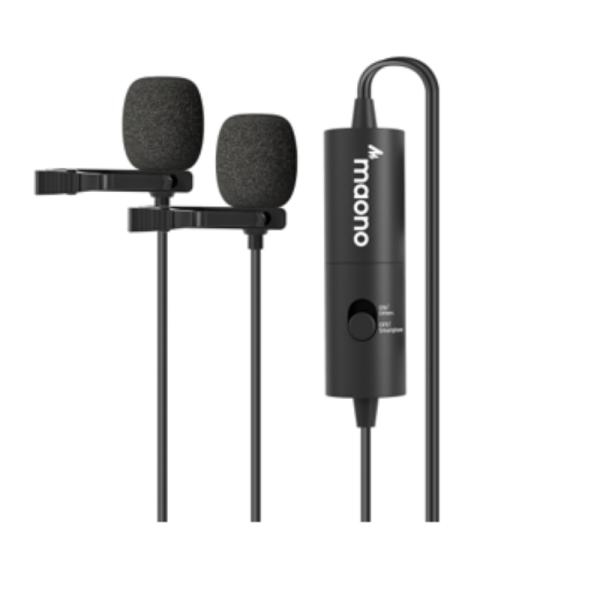 MICROFONO MAONO AU-200 AUXILIAR 3.5MM LAVALIER DOBLE CABEZA OMNIDIRECCIONAL