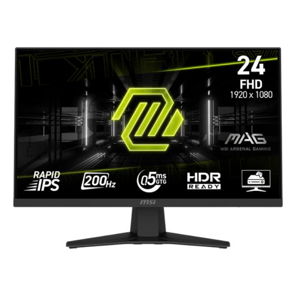 MONITOR GAMING MSI MAG 244F 23.8 PULG PLANO 1920 X 1080 200 HZ ANTI-GLARE HDMI Y DP 9S6-3BC41H-004 NEGRO